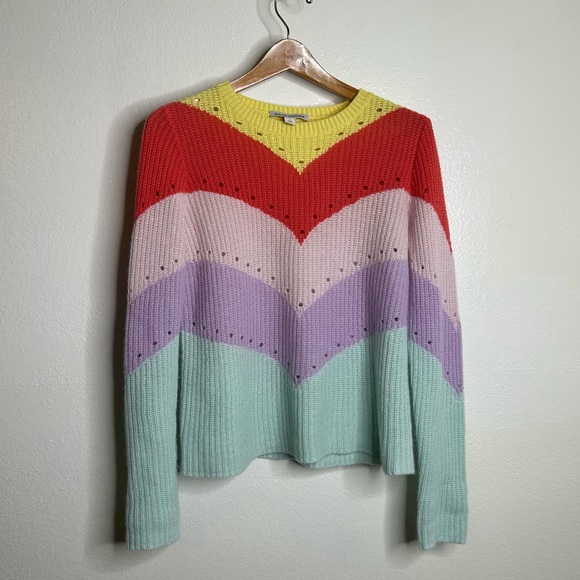 Autumn Cashmere Sweaters - Autumn Cashmere Pastel Multicolor 100% Cashmere Sweater Size Small